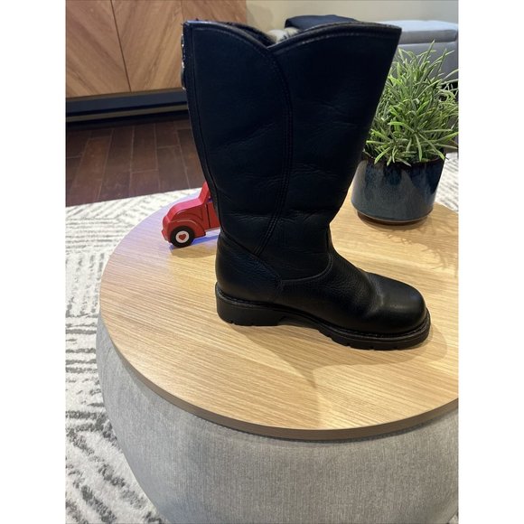 Pajar Women's Black Leather Waterproof Shearling Lined Back Zip Boots Size 7 - Picture 10 of 15